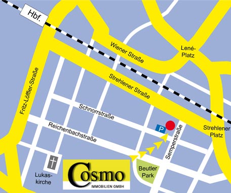 Anfahrtskizze Semperstra&szlig;e